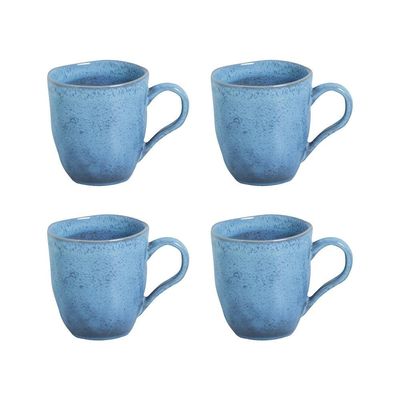 Conjunto de Canecas Orgânico Breeze em Stoneware Azul 273ml 4 Peças Porto Brasil Azul