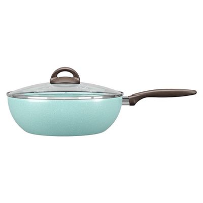 Panela Wok Suprema Ceramic Life Antiaderente 4,1L 28cm Tampa de Vidro Verde Brinox Verde