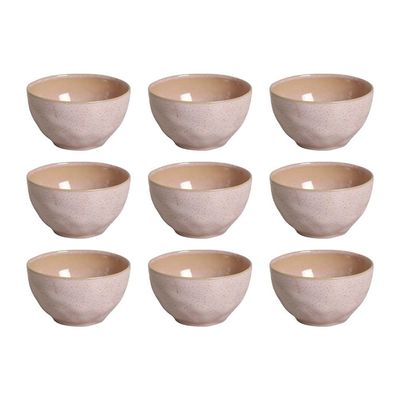 Conjunto de Bowls Orgânicos Litchi em Stoneware 558 ml - 6 Peças Porto Brasil Rosa