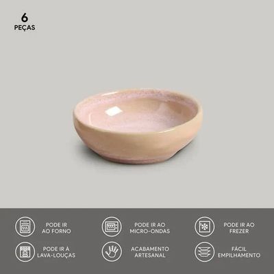 Conjunto de Ramequins Médios Porto Brasil Orgânico Litchi com 6 Peças 70ml Rosa Claro n/a