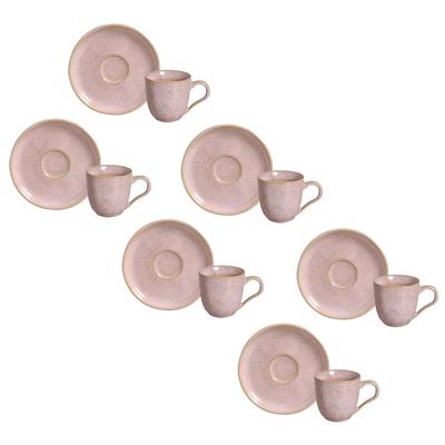 Jogo de 06 Xícaras e Pires de Café 120ml Stoneware Bio Litchi Porto Brasil n/a