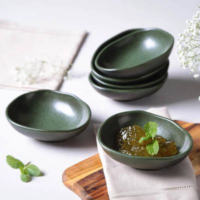 Conjunto de Cumbucas Oval Orgânico Greenery 265ml 6 Peças Porto Brasil Verde