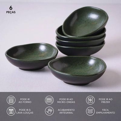 Conjunto de Cumbucas Oval Orgânico Greenery 265ml 6 Peças Porto Brasil Verde
