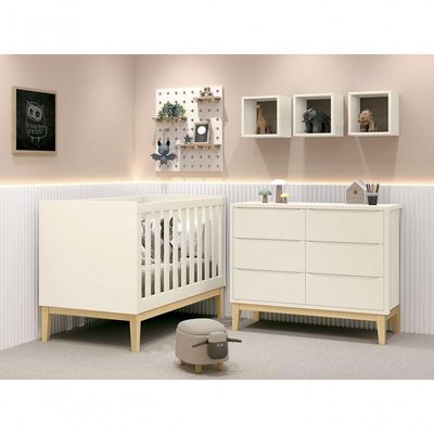 Jogo De Quarto Para Bebê Classic New Areia Fosco Com Natural - Reller