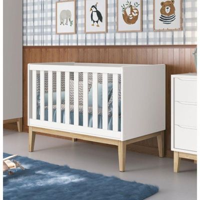 Berço Americano Classic New Branco Fosco Com Natural - Moveisaqui