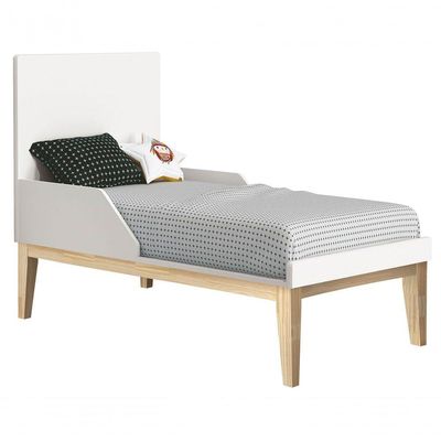 Berço Americano Classic New Branco Fosco Com Natural - Moveisaqui