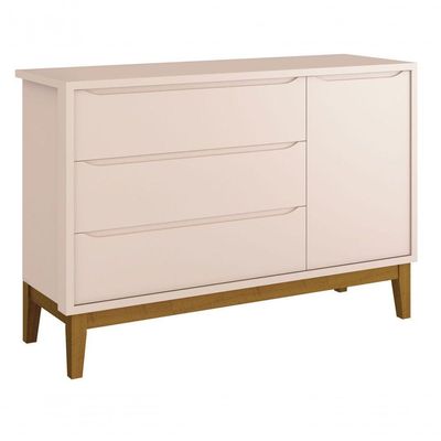 Jogo De Quarto Para Bebê Completo 3 Portas Classic New Rosa Fosco Com Madeira - Reller