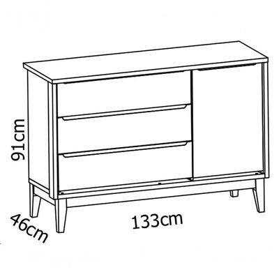 Jogo De Quarto Para Bebê Completo 3 Portas Classic New Branco Fosco Com Natural - Reller