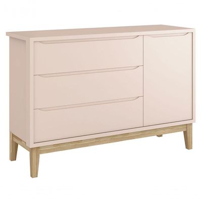 Jogo De Quarto Para Bebê Completo 3 Portas Classic New Rosa Fosco Com Natural - Moveisaqui
