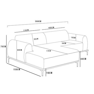 Sofá 5 Lugares Com Chaise Molino 300cm Roxo Grape C-292