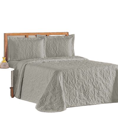 Cobre Leito Colcha Queen Mobili 03 Peças - Cinza - 100% Poliéster