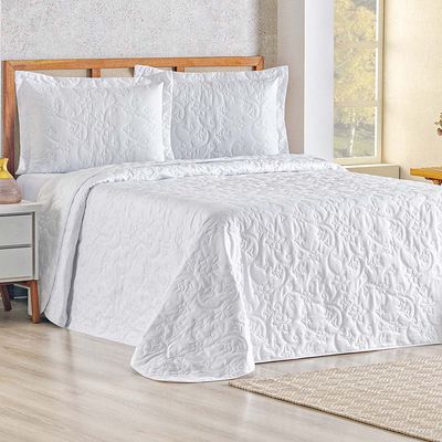 Cobre Leito Colcha Queen Mobili 03 Peças - Branco - 100% Poliéster