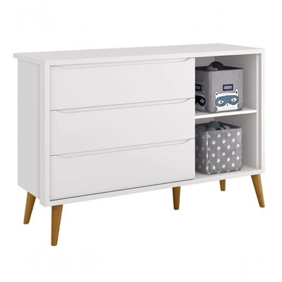 Cômoda Sapateira Théo New Branco Fosco Com Madeira - Moveisaqui