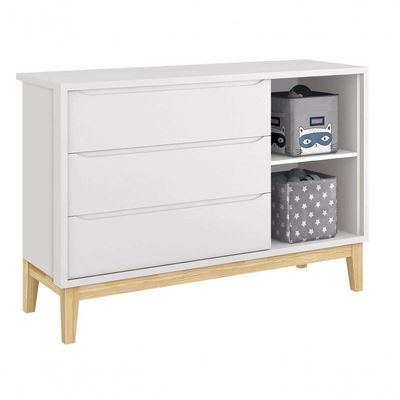 Cômoda Sapateira Classic New Branco Fosco Com Natural - Reller