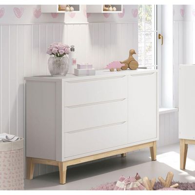 Cômoda Sapateira Classic New Branco Fosco Com Natural - Reller