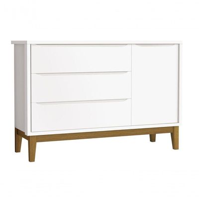 Jogo De Quarto Para Bebê Completo 3 Portas Classic New Branco Fosco Com Madeira - Moveisaqui