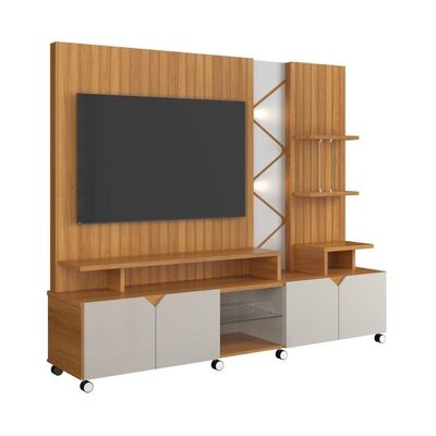Home Belfast Frisado Painel Para Tvs Até 55'' 4 Portas Jequitiba-off White Perolizado