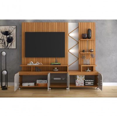 Home Belfast Frisado Painel Para Tvs Até 55'' 4 Portas Jequitiba-off White Perolizado