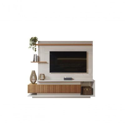 Home Antália Painel Para Tvs Até 65'' 2 Portas Off White Perolizado-jequitiba Ripado