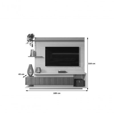 Home Antália Painel Para Tvs Até 65'' 2 Portas Off White Perolizado-jequitiba Ripado