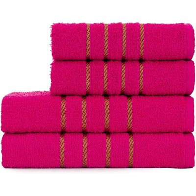 Jogo de Toalha 2 Banho + 2 Rosto Montreal 100% Algodão Alta Absorção - Rosa Pink