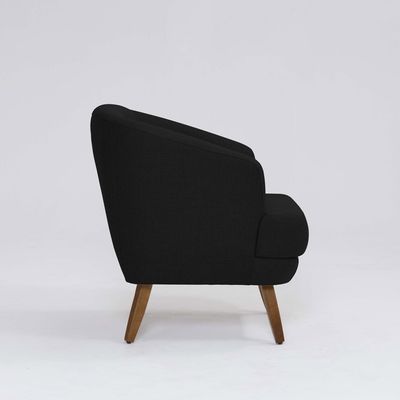Poltrona Decorativa Milão D07 Pés Madeira Linho Preto - D'Rossi