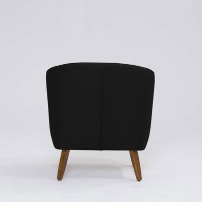 Poltrona Decorativa Milão D07 Pés Madeira Linho Preto - D'Rossi