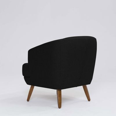 Poltrona Decorativa Milão D07 Pés Madeira Linho Preto - D'Rossi