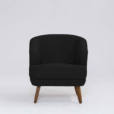 Poltrona Decorativa Milão D07 Pés Madeira Linho Preto - D'Rossi