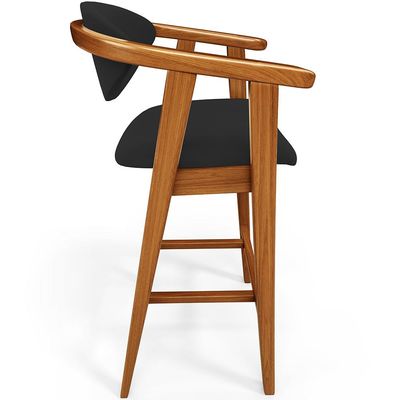 Banqueta Alta Para Cozinha Bancada Bar Sala de Jantar Fixa Cecília L02 Suede Preto - Lyam