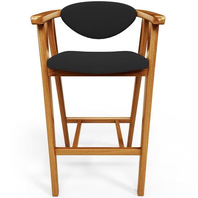 Banqueta Alta Para Cozinha Bancada Bar Sala de Jantar Fixa Cecília L02 Suede Preto - Lyam