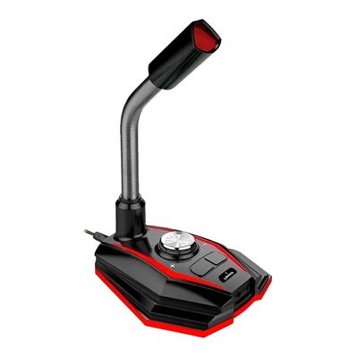 Microfone Gamer USB Omnidirecional com LED – Áudio Claro para Jogos, Lives e Gravações