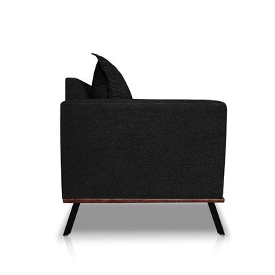 Sofá Living 3 Lugares com Pés de Ferro Almofadas Soltas 220cm Saiph Bouclê Preto G63 - Gran belo
