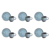 Conjunto com 6 Xícaras e Pires para Chá Linhas Breeze 230ml Porto Brasil