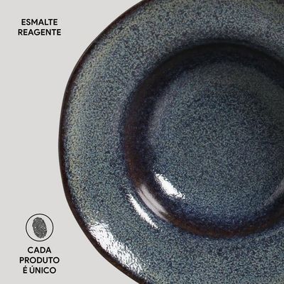 Conjunto de Pratos de Sobremesa Orgânico Titanium 250ml 4 Peças Porto Brasil Azul