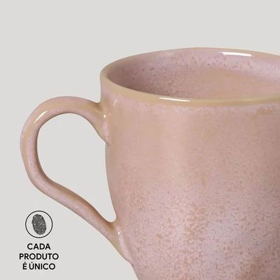 Conjunto de Xícaras Orgânico Litchi em Cerâmica Stoneware 273ml 4 Peças Porto Brasil Rosa