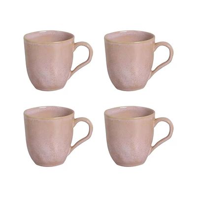 Conjunto de Xícaras Orgânico Litchi em Cerâmica Stoneware 273ml 4 Peças Porto Brasil Rosa