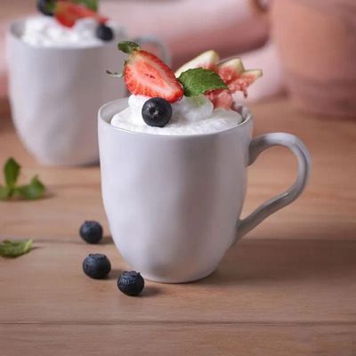 Conjunto de Canecas Orgânico New White em Stoneware 273 ml 4 Peças Porto Brasil Branco
