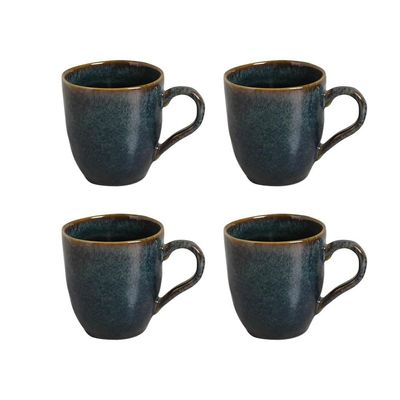 Conjunto de Canecas Orgânico Oceano em Stoneware 273 ml 4 Peças Porto Brasil Azul