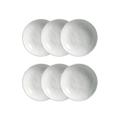 Conjunto 6 Pratos Fundos 830ml 22,5cm Stoneware Bio New White Esmalte Reagente Porto Brasil Branco