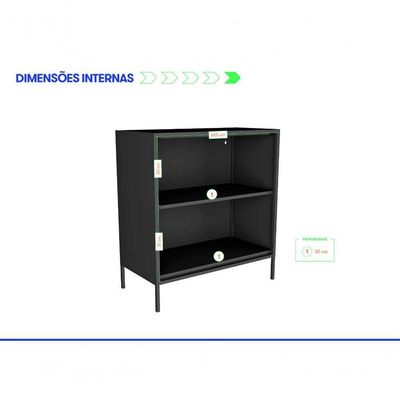 Balcão Alto Multiúso Itatiaia Smart - 2 Portas - Preto Matte