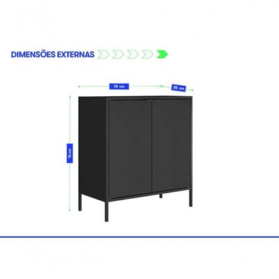 Balcão Alto Multiúso Itatiaia Smart - 2 Portas - Preto Matte