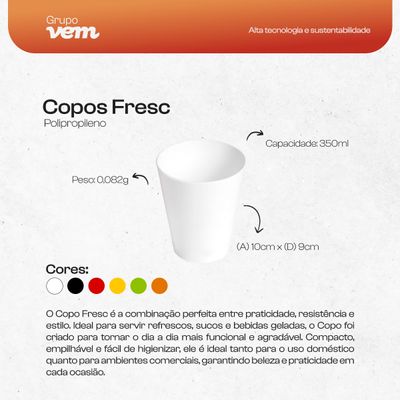 Copo Fresc Redondo 350ml Vermelho em Polipropileno