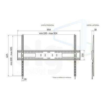 Suporte Tv Fixo De Parede 55 A 100 N01v8 Elg Telas Grandes