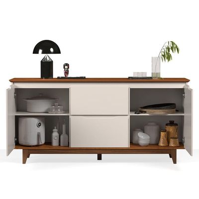 Buffet 2 Portas Flow Off White Com Freijo