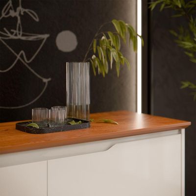 Buffet 2 Portas Flow Off White Com Freijo