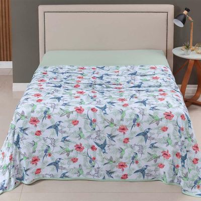 Lençol De Cima Avulso Luar Estampado Casal 01 Peça Malha 100% Algodão - Birds