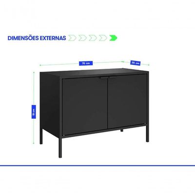 Balcão Baixo Multiúso Itatiaia Smart - 2 Portas - Preto Matte