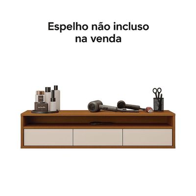 Bancada Suspensa Para Salão De Beleza Cabeleireiro Balcão De Barbearia Life Off White Com Freijo - Moveisaqui