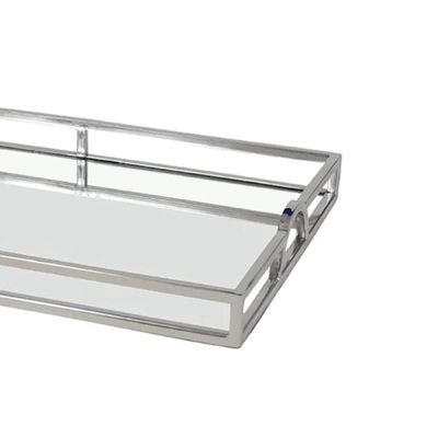 Bandeja retangular em aço inox espelhada Fracalanza 56x36x6cm